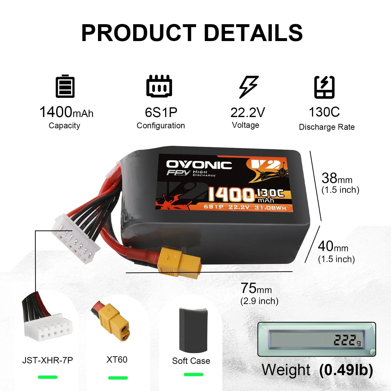 Ovonic 6S LiPo Pil 22.2V 1400m - Walksnail Avatar Hd Goggles X incelemesi ve fiyatı